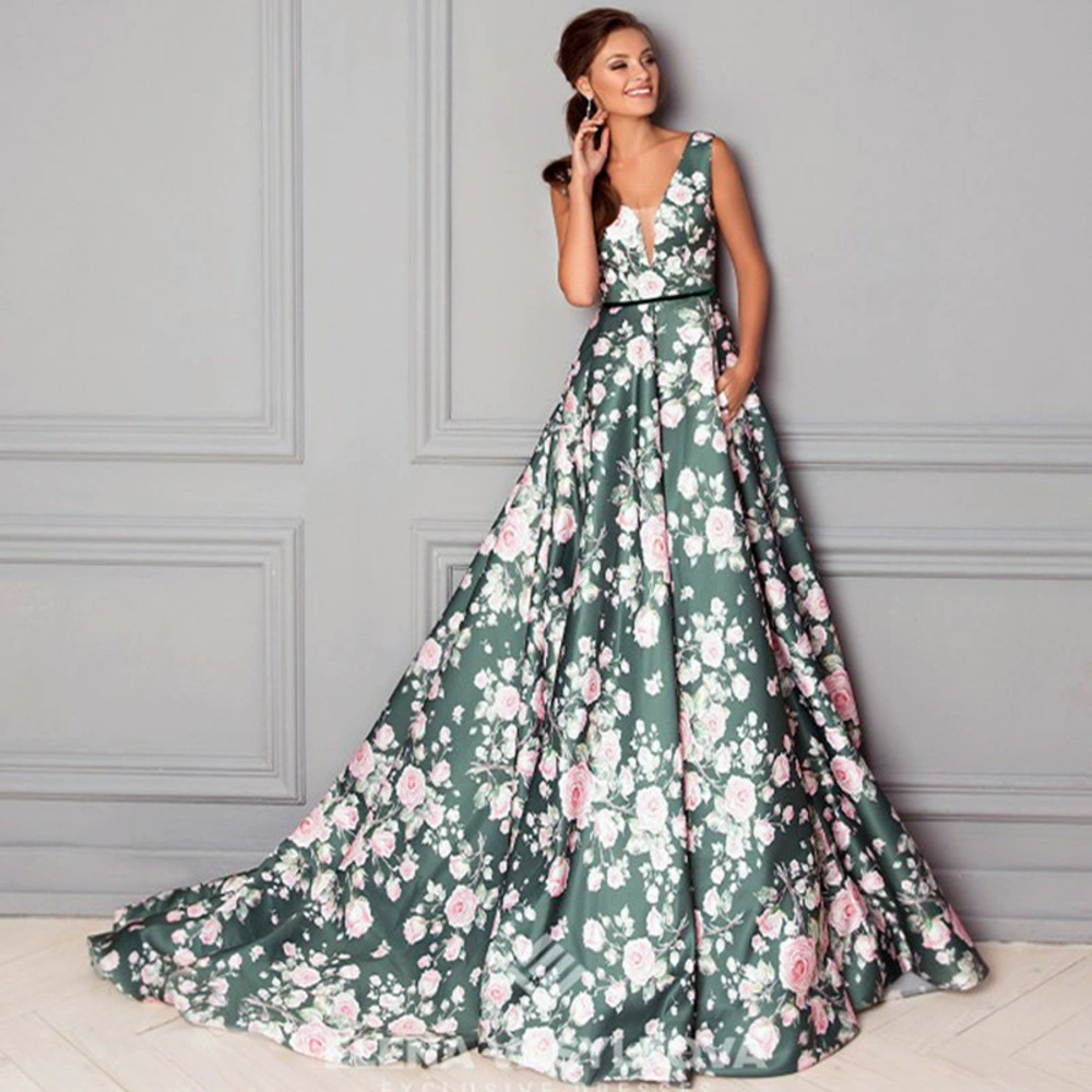 ZARA Women Spring Summer Bohemian Floral Print Maxi Flowy Dress A Line